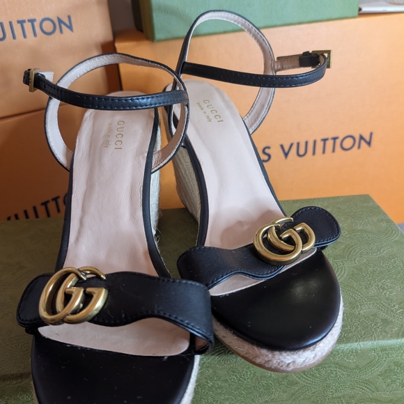 Gucci Black and Gold Espadrilles - Picture 1 of 9